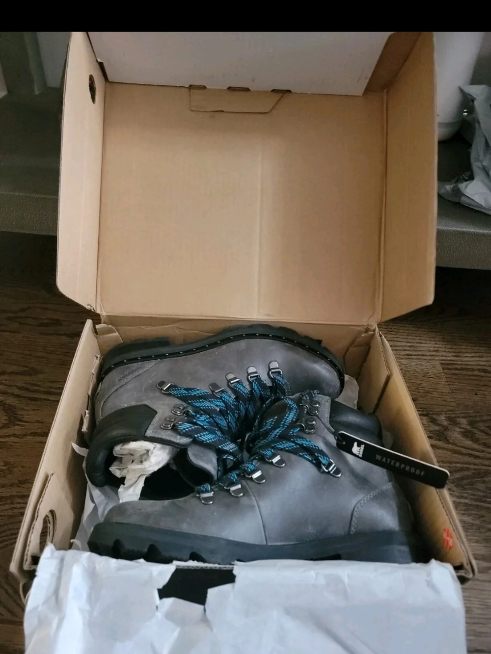 Women's Sorel Lennox Hiker Booties Grey Leather Boots $220, Sz 6, New!